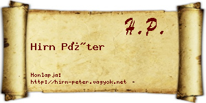 Hirn Péter névjegykártya